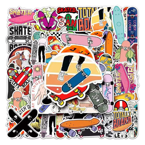 Skateboard Stickers |50Pcs Skateboarding Waterproof Vinyl Decals for Water Bottles Laptop Luggage Cup Computer Mobile Phone Skateboard Skateboard Stickers |50Pcs Skateboarding Waterproof Vinyl Decals for Water Bottles Laptop Luggage Cup Computer Mobile Phone Skateboard