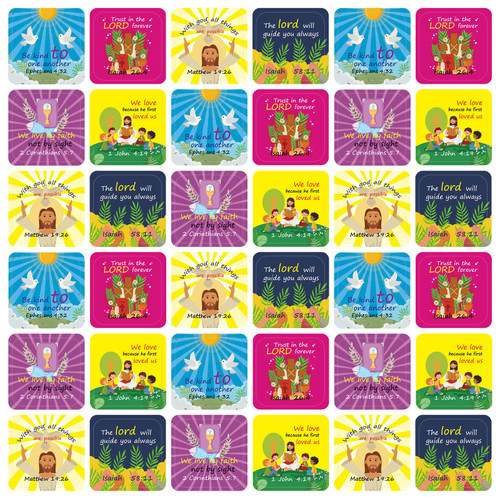 480 Pcs Jesus Loves You Self Adhesive Paper Christian Stickers for Kids Multi Color Jesus Stickers Catholic Stickers Butterfly Rainbow Dove Heart Fish Religious Stickers for Jesus (Bright Style)