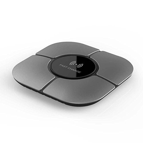 Amposei Wireless Charger, Qi Certified Wireless Charging Pad for iPhone X, iPhone 8/8 Plus, 10W Fast Wireless Charger for Samsung S9/S9+/S8/S8+/S7/Note 8,(AC Adapter Not Included) F02 Space Gray