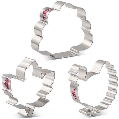 LILIAO Thanksgiving Cookie Cutter Set, 3 Pcs, Turkey, Maple leaf Biscuit Bread Sandwich Cutters, SteelStainless Steel