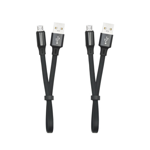 Maixbomr Short Micro USB Fast Charging Cable 0.9in, Flat Cord USB A to Micro USB Charging and Data Sync Cable, Portable Buckle Design,for Power Bank, Phones and More Micro USB Devices(2Pcs)