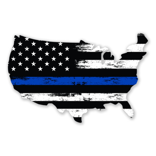 GRITKULTURE USA Thin Blue Line Decal Sticker 6 Inch X 4.3 Inch for Cars, Trucks, Tumblers, Laptops, and Window Decal Police US Flag