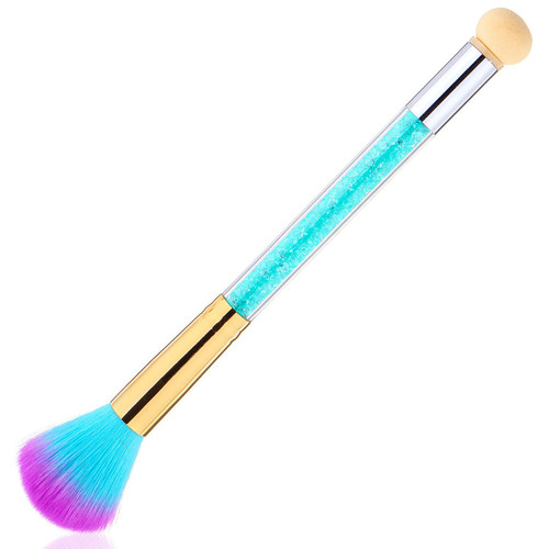 SILPECWEE 1pc Nail Sponge Pen and Nail Dust Brush, Ombre Nail Brush Double Ended Nail Design Brush French Manicure Brush Acrylic Nail Brushes for Cleaning Nail Art Tools (Blue)