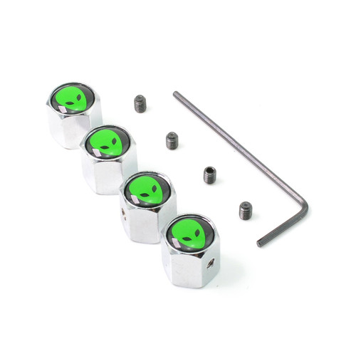 iDoood Anti-theft Car Wheel Tire Valve Stem Cap Universal With Tool (Logo:For Alien)