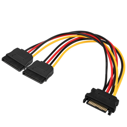 SATA Power Splitter, 15 Pin SATA Male to Dual 15 Pin Female Power Y Splitter Cable Adapter UIInosoo for Hard Drive, HDD, SSD, 9.8 Inches