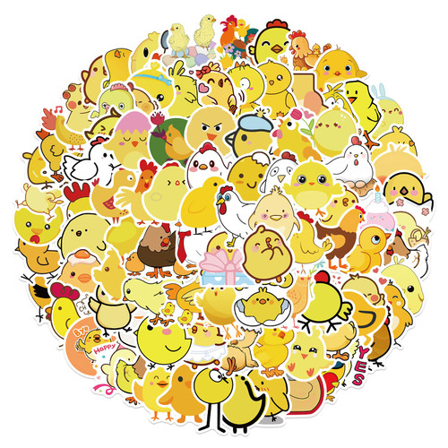 100pcs Chicken Stickers Cute Yellow Cartoon Chicken Stickers for Kids Journal,Aesthetic Vinyl Stickers Waterproof Trendy Decals for Laptop Water Bottle Skateboard Scrapbook Phone