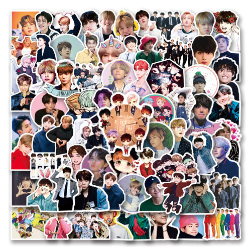 100 PCS Stickers for BTS Water Bottle,Kpop Stickers Vinyl Waterproof Stickers for Laptop,Bumper,Skateboard,Water Bottles,Computer,Phone,Stickers for Kids Teens Adult