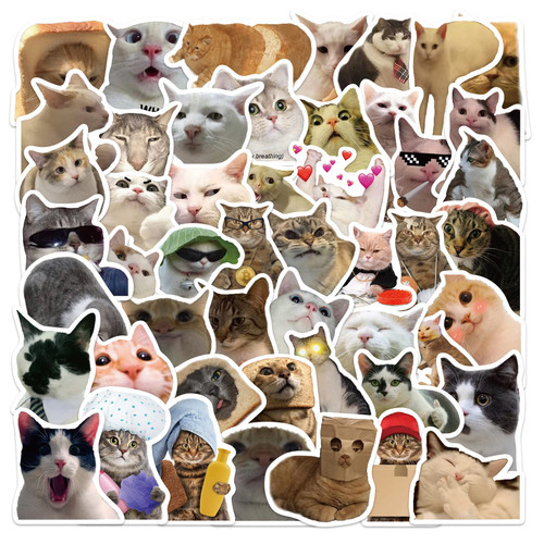 50Pcs Cute Cat Stickers, Funny Cat Meme Vinyl Stickers Decals for Laptop Water Bottle Phone Luggage, Sticker Gift for Kids Teens Boys Girls 50Pcs Cute Cat Stickers, Funny Cat Meme Vinyl Stickers Decals for Laptop Water Bottle Phone Luggage, Sticker Gift for Kids Teens Boys Girls