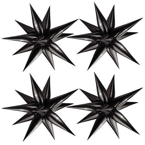 Explosion Star Foil Balloons, 50pcs Black Foil Cone Balloons, 26 inch Starburst Balloons Point Star Balloons for Halloween Christmas Birthday Party Decorations Baby Shower Wedding Photo Booth Backdrop