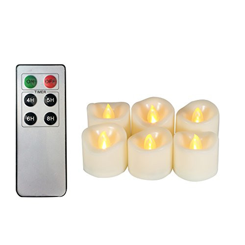 Battery Operated Flameless LED Tealight Candles with Remote Flickering Electric Decorative Tea Lights Votives for Xmas Christmas Party Wedding Decor Decorations 6 Pack Long Lasting Batteries Included