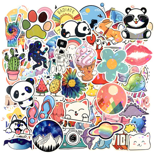 100 PCS Water Bottle Stickers, Aesthetic Stickers, Cute Vinyl Waterproof Laptop Skateboard Stickers, Holographic Stickers for Adult Teens Kids