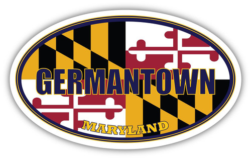 Germantown City Maryland State Flag | MD Flag Montgomery County Oval State Colors Reflective Sticker Car Decal 3x5 inches