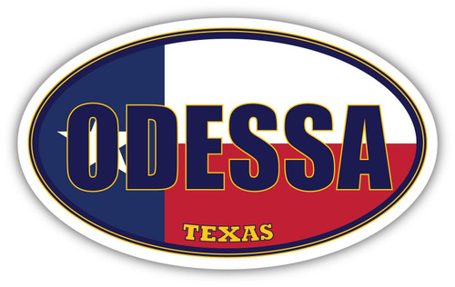Odessa City Texas State Flag | TX Flag Ector County Oval State Colors Reflective Sticker Car Decal 3x5 inches