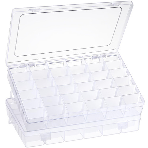 1 Pack 36 Grids Clear Plastic Organizer Box with Adjustable Dividers, Small Craft Organizers and Storage, Compartment Container for Bead, Nail, Jewelry, Art, DIY Crafts, Fishing Tackle, Small Items