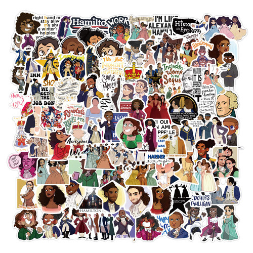 100pcs Hamiltons Stickers, Musicals Hamiltons Stickers Gifts for Adult, Cool Waterproof Vinyl Hamiltons Decal for Teen Girl Water Bottle Bike Guitar Phone Skateboard Luggage Laptop Computer