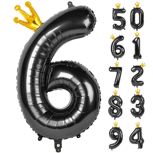 Black 6 Balloon, 40 Inch Number Balloon, Wednesday Party Decorations, Black Party Supplies 6th Balloons for Birthday, 6 Birthday Balloon, Number 6 Balloon