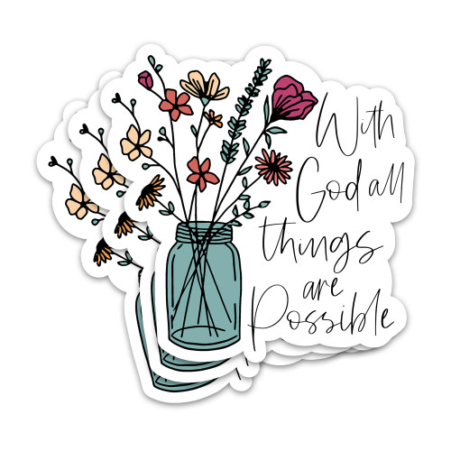 ZURRAM 3PCS with God All Things are Possible Christian Faith 3" Sticker, Vinyl Waterproof Matthew 19:26 Bible Verse Quotes Decal, Jesus Sticker for Laptop Water Bottle Journal 3 Inches ZURRAM 3PCS with God All Things are Possible Christian Faith 3" Sticker, Vinyl Waterproof Matthew 19:26 Bible Verse Quotes Decal, Jesus Sticker for Laptop Water Bottle Journal 3 Inches