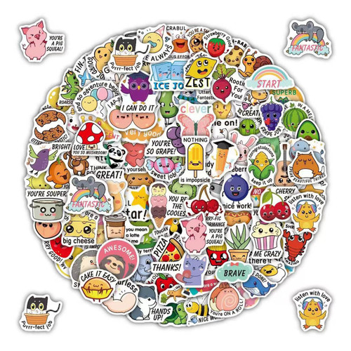 100PCS Punny Teacher Stickers for Students, Funny Teacher Reward Stickers for Kids Classroom Supplies Motivational Potty Training Stickers Cute Animal Incentives Stickers for Kids Toddlers School Home