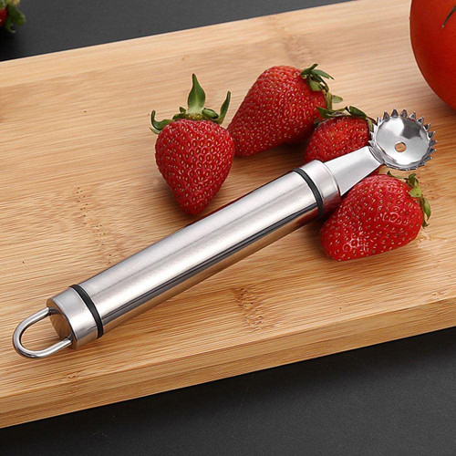 Stainless Steel Strawberry Huller and Tomato Stem Corer Tool Multi-Function Stainless Corer and Pitter Remover for Strawberry,Tomato,Vegetable and Fruit Corer Practical Kitchen Tool