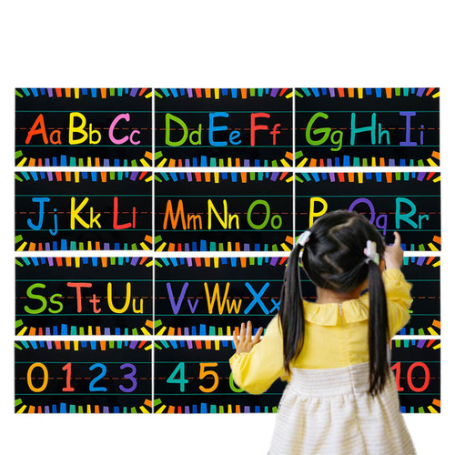 12 Pcs Alphabet Bulletin Board Strips, Alphabet Chart Number Line for Classroom Wall Decorations, Including ABC Number Line and 0-10 Number Bulletin Board Decorations