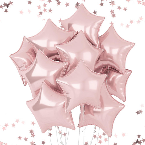 Rose Gold Star Balloons, 18 Inches Star Foil Balloons for Helium, 10 pcs Rose Gold Star Birthday Balloons Set for Birthday Party Graduation Baby Shower Wedding Anniversary Party Decorations