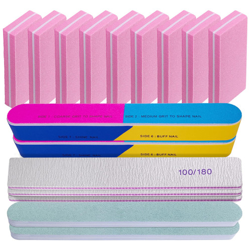 Nail File and Buffer Set (16 Pack), Nail File Kit Professional Nail Files & Buffers Manicure Supplies Filer Buffer for Natural Nails 100/180 Grit 7 Way Nail Filing Polishing Buffer for Nail Care
