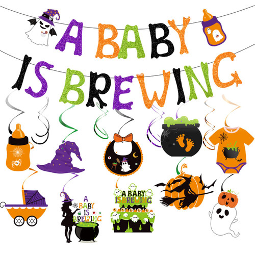Cheerdecor A Baby Is Brewing Baby Shower Decorations - 16PCS Halloween Party Decorations A Baby Is Brewing Baby Shower Hanging Swirls Banner Decor Supplies Witch Ghost Halloween Baby Shower Decorations Cheerdecor A Baby Is Brewing Baby Shower Decorations - 16PCS Halloween Party Decorations A Baby Is Brewing Baby Shower Hanging Swirls Banner Decor Supplies Witch Ghost Halloween Baby Shower Decorations