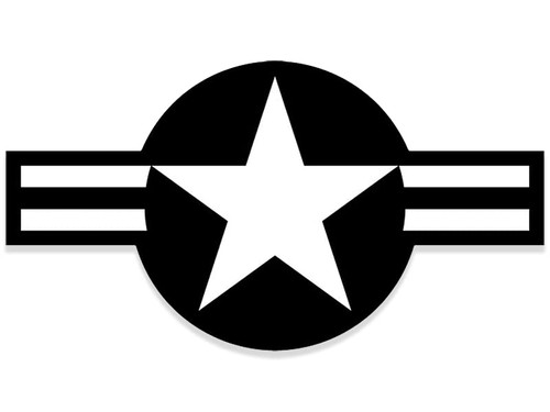 Black & White USAF Roundel Shaped Sticker (US Air Force Logo Insignia Jet Plane Vinyl Star Bar (3 x 5 inch) USAF Licensed
