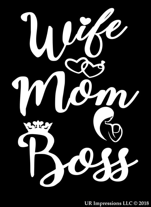 MAF - Wife MOM BOSS White 5.5 X 4.4 INCH Vinyl Decal Sticker for Cars LAPTOPS Walls Windows Toolbox Gift
