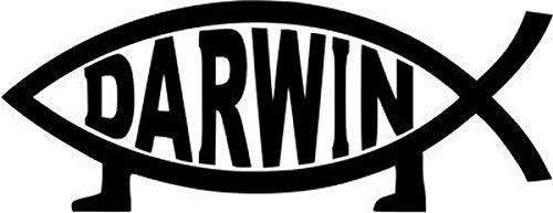 MAF - Darwin Jesus Fish Evolve Meme 6" Wide Gloss Black Vinyl Decal Sticker for Cars LAPTOPS Walls Windows Toolbox Gift