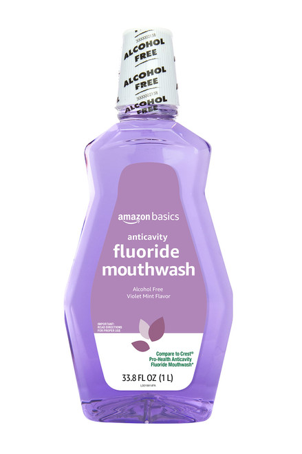 Amazon Basics Anticavity Fluoride Mouthwash, Alcohol Free, Violet Mint, 1 Liter, 33.8 Fluid Ounces, 1-Pack (Previously Solimo) Amazon Basics Anticavity Fluoride Mouthwash, Alcohol Free, Violet Mint, 1 Liter, 33.8 Fluid Ounces, 1-Pack (Previously Solimo)
