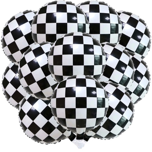 12PCS Checkered Racing Balloons 18 Inch Checkerboard Balloon Foil Balloon Aluminum Black White Balloon for Racing Themed Party Decoration 18 Inch Mylar Balloons Race Car Birthday Party Supplies 12PCS Checkered Racing Balloons 18 Inch Checkerboard Balloon Foil Balloon Aluminum Black White Balloon for Racing Themed Party Decoration 18 Inch Mylar Balloons Race Car Birthday Party Supplies