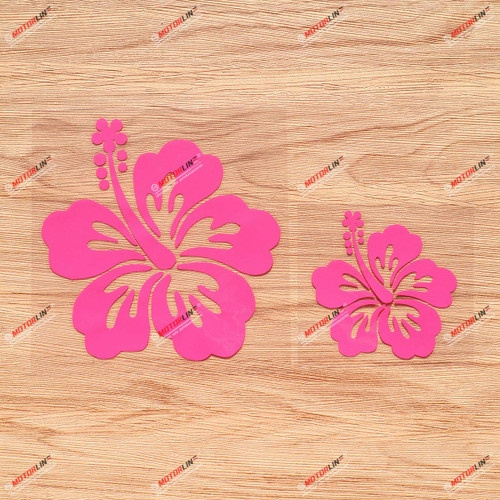 Hibiscus Flower Hawaii Hawaiian Vinyl Decal Sticker - 2 Pack Hot Pink, 3 Inches, 5 Inches - No Background for Car Boat Laptop Cup Phone