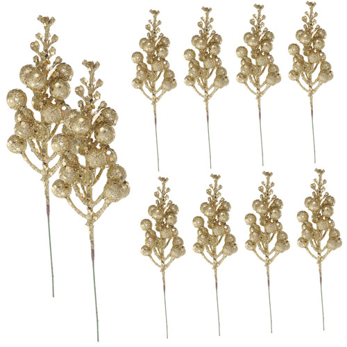 10pcs Christmas Imitation Berries Flower Garland Decor Wreath Artificial Xmas Berry stem Fake Berry Simulation Berries Stems Artificial Berry Branches Christmas Tree Foam Plant
