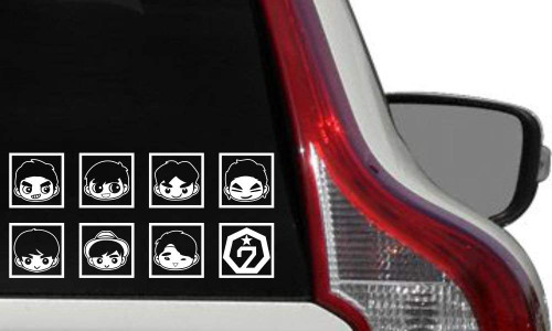 GOT7 Face Cartoon All Car Vinyl Sticker Decal Bumper Sticker for Auto Cars Trucks Windshield Custom Walls Windows Ipad MacBook Laptop Home and More (White)