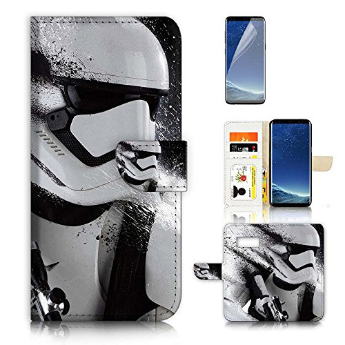 ( For Samsung S8 ) Flip Wallet Case Cover & Screen Protector Bundle - A21004 Starwars Storm Trooper