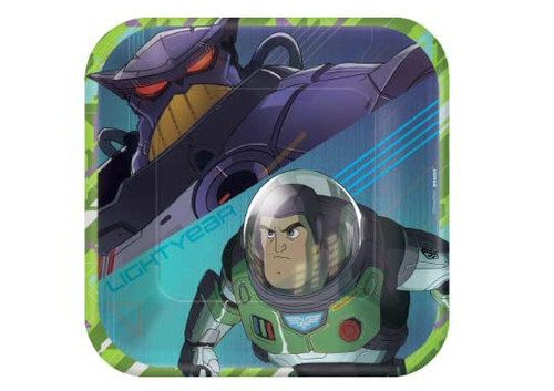 Amscan Lightyear Plates - 7" | Multicolor | Square | 8 Pcs.