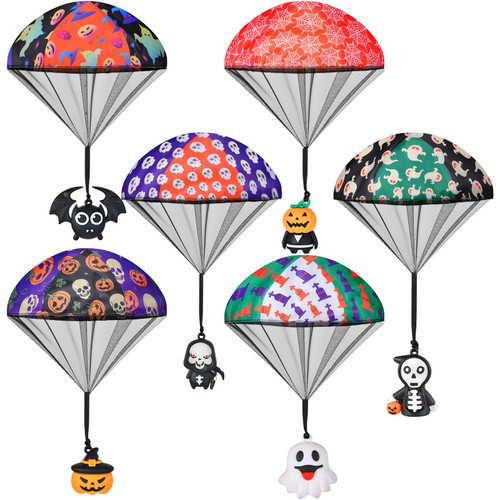 GOSODME 6 Pack Halloween Parachute Toys, Halloween Toys for Kids Girls Boys, Hand Throw Flying Toys for Halloween Party Favors Halloween Treat Bags Gifts