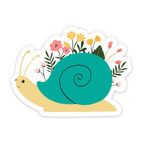 Floral Snail Sticker, 2 Pack Clear Snails Nature Stickers for Laptop Phone Water Bottles Car