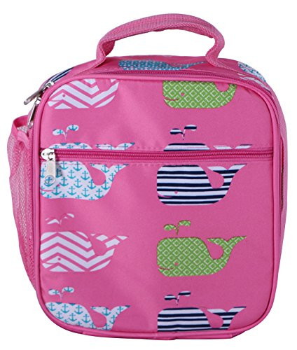 NCC17-27 Superior Quality Fashion Insulate Lunch Bag PEVA Lining Multi Whale Pattern (Pink)