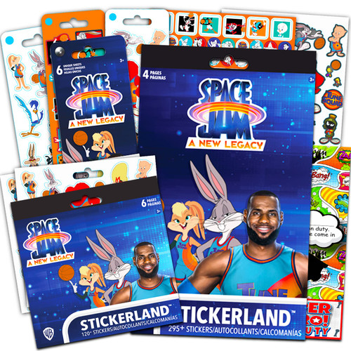 Space Jam Sticker Set for Kids - Bundle with Over 500 Stickers Featuring Tune Squad, Bugs Bunny, Lola Bunny, and More (Space Jam Party Favors)