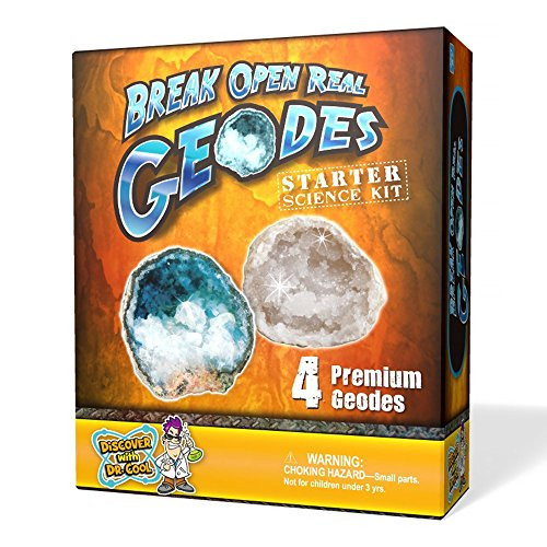 Geode Starter Rock Science Kit  Crack Open 4 Amazing Rocks and Find Crystals!