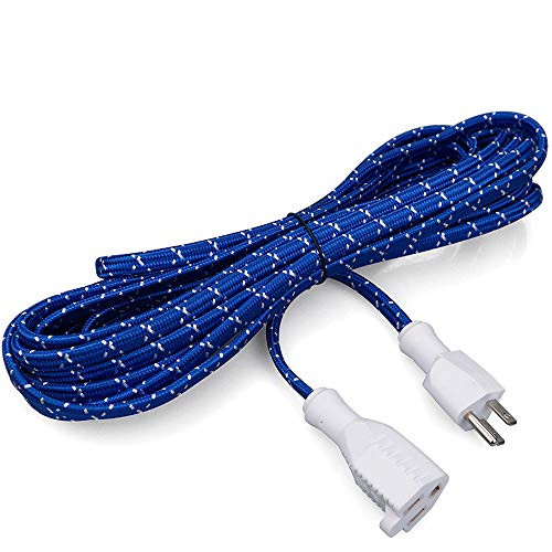 Power Extension Cord, Braided Indoor 3 Prong Plug 16AWG - UL Approved - 25 feet (Blue and White) Power Extension Cord, Braided Indoor 3 Prong Plug 16AWG - UL Approved - 25 feet (Blue and White)