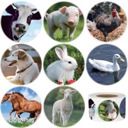 Hohamn Farm Animal Stickers Roll for Kids 600Pcs Round Farm Animals Label Stickers for Boys Girls Birthday Party Favors Gifts Decoration Teachers Student Classroom Reward 1.5 Inch Hohamn Farm Animal Stickers Roll for Kids 600Pcs Round Farm Animals Label Stickers for Boys Girls Birthday Party Favors Gifts Decoration Teachers Student Classroom Reward 1.5 Inch