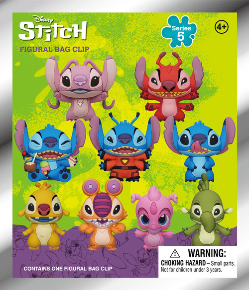Disney Stitch Series 5-3D Figural Foam Bag Clip in Blind Bag | One Random