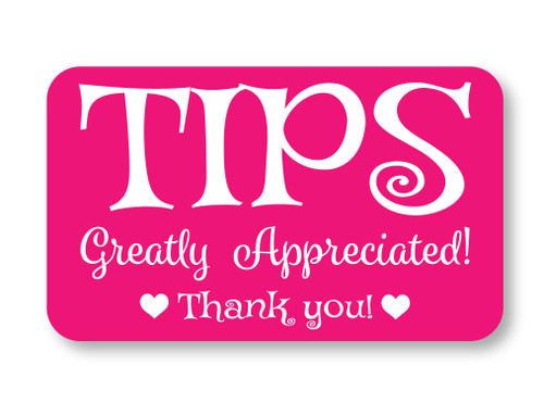 Tips Greatly Appreciated Vinyl Pink Decal Sticker for Tip Jar at Businesses, Coffee Shop, Restuarants, Salon, and Bartenders, 5" x 3"