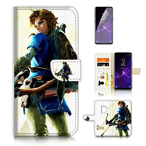 ( For Samsung S9+ / Galaxy S9 Plus ) Flip Wallet Case Cover & Screen Protector Bundle - A21401 Legend of Zelda