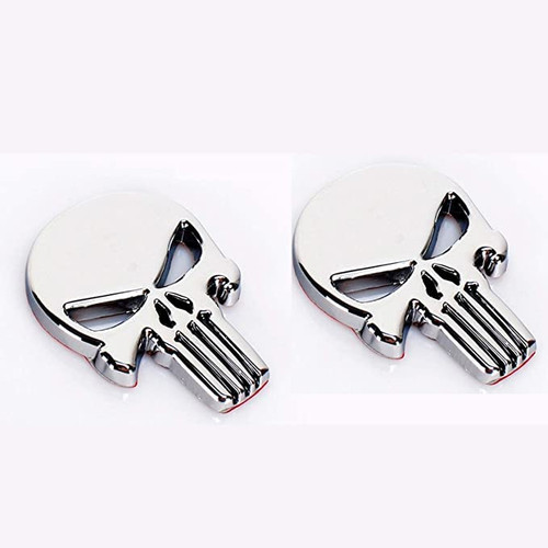 3D Metal Skull Punisher Emblem Sticker 2-Pack, Cars Adornment Metal Sticker Decals for Cars, Trucks, Motorcycle, Vehicle, Luggage, Laptop
