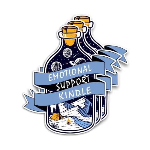 314PI (3pcs) Emotional Support Kindle Sticker, Bookish Water Assistant Die Cut Sticker for Laptop Water Bottle, Reading Stickers, Mental Health Awareness, Mental Health Stickers Size 2"