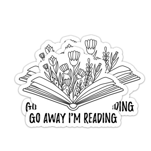 314PI (3pcs) Go Away I'm Reading Sticker, Bookish Water Aissistant Die-Cut Vinyl Stickers for Laptop, Phone, Water Bottles, Skateboard, Bookish Stickers for Kindle, Book Stickers for Adults, Bookish Gifts, Funny Stickers Gifts for Book Lovers Boys an